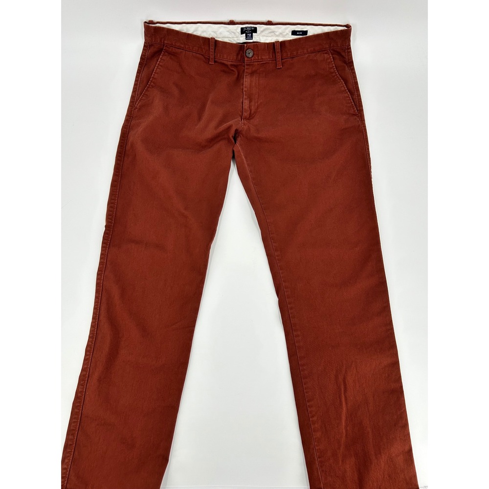 J.Crew Flex Slim Chino‎ Pants Mens 36x31 Rust Orange Burnt Sienna Stretch Cotton